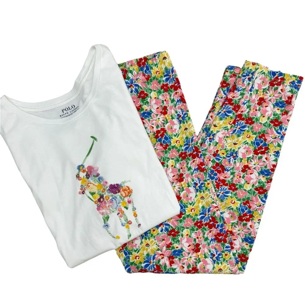 Polo Ralph Lauren Floral Leggings Size L 12-14 - Picture 7 of 8